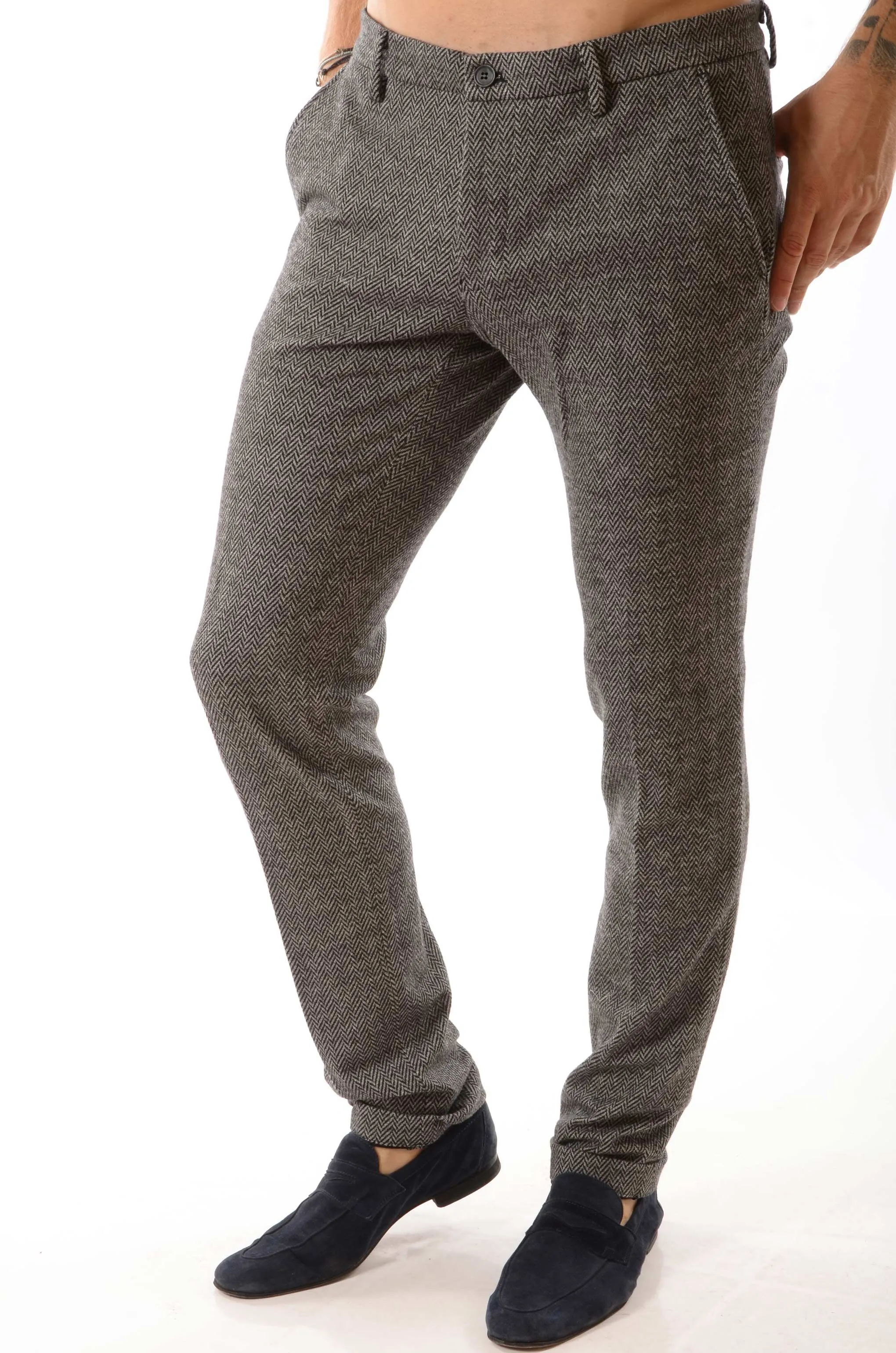 Pantalone chino mason's uomo torino in jersey effetto lana a resca 