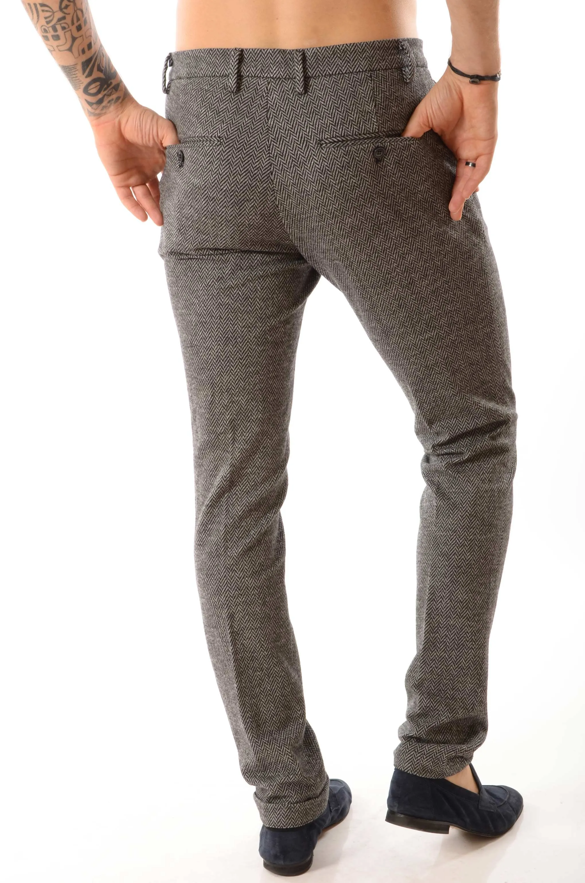 Pantalone chino mason's uomo torino in jersey effetto lana a resca 