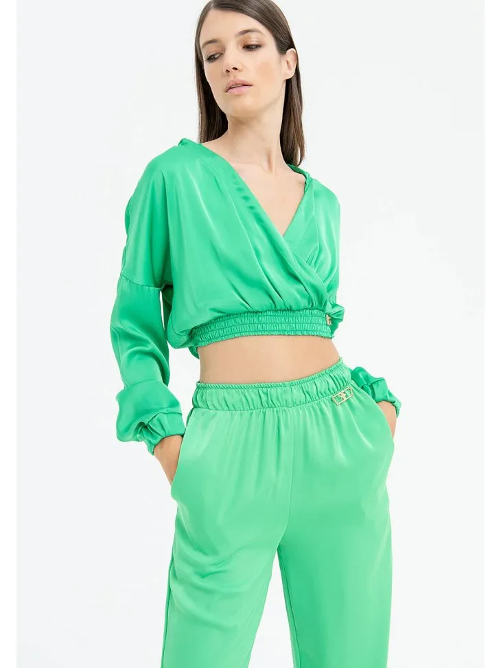 PANTALONE TUTA ELASTICO IN VITA RASO