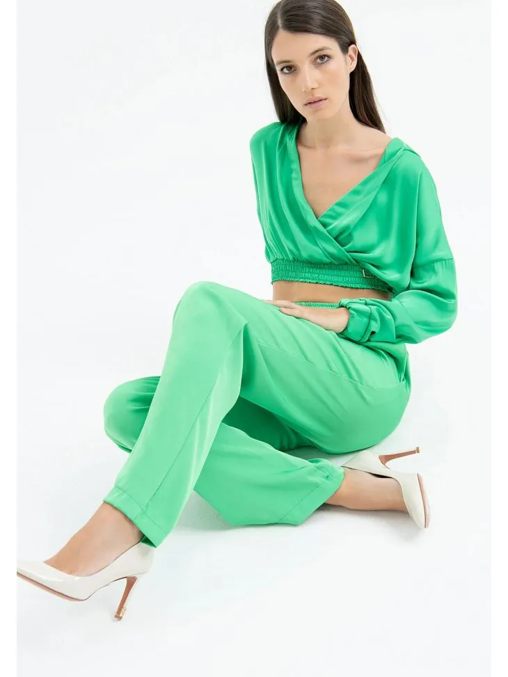 PANTALONE TUTA ELASTICO IN VITA RASO