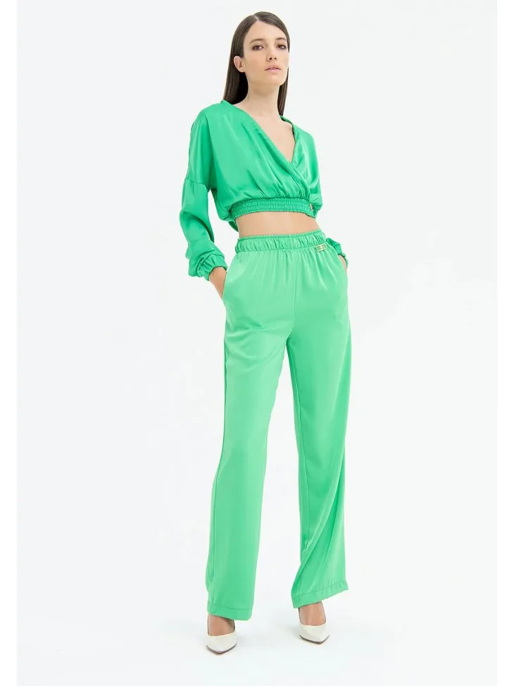PANTALONE TUTA ELASTICO IN VITA RASO