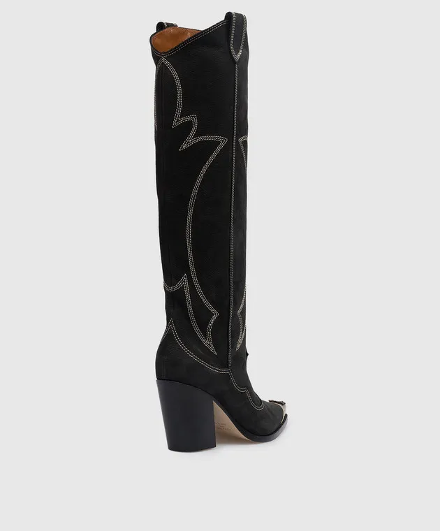 Paola Zuin Venezia Stivali in pelle nera con finiture in metallo TEXASUP70LEATHER