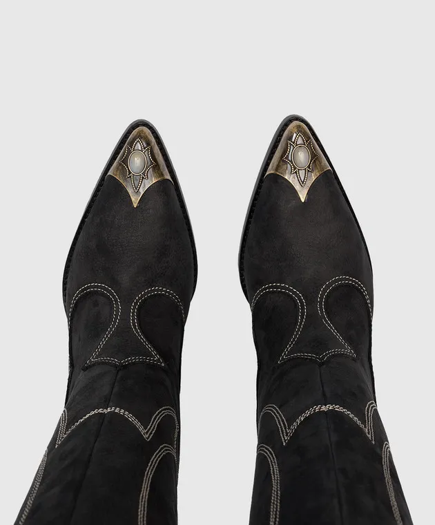 Paola Zuin Venezia Stivali in pelle nera con finiture in metallo TEXASUP70LEATHER