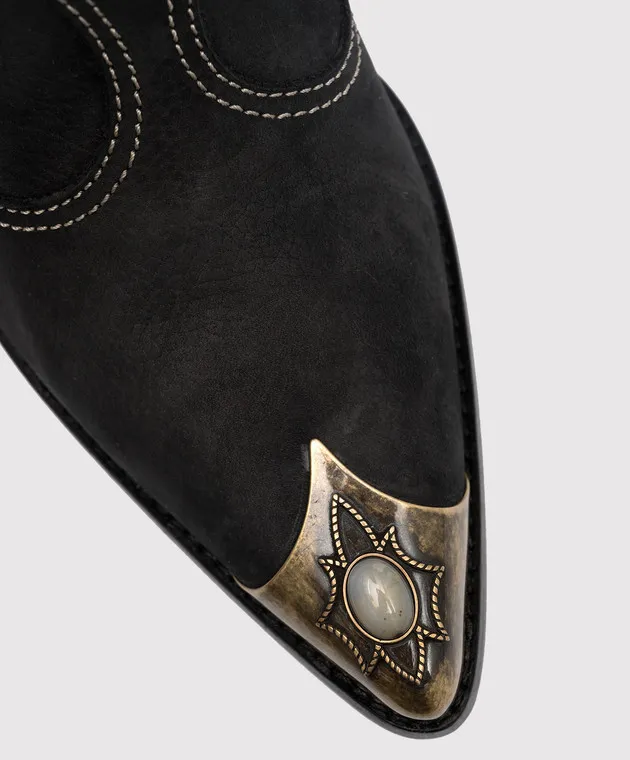 Paola Zuin Venezia Stivali in pelle nera con finiture in metallo TEXASUP70LEATHER