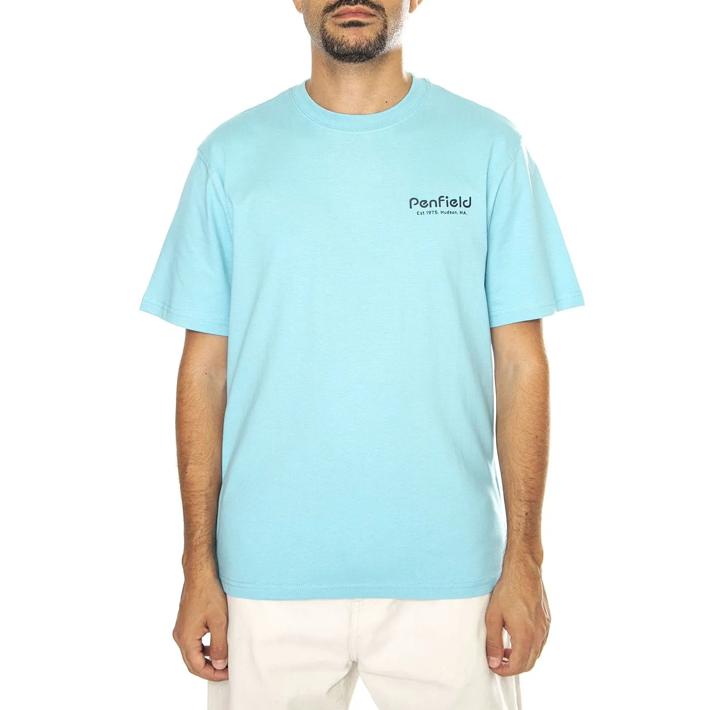 PENFIELD Hudson Script T-Shirt Milky Blue - Maglietta Girocollo Uomo Blu    