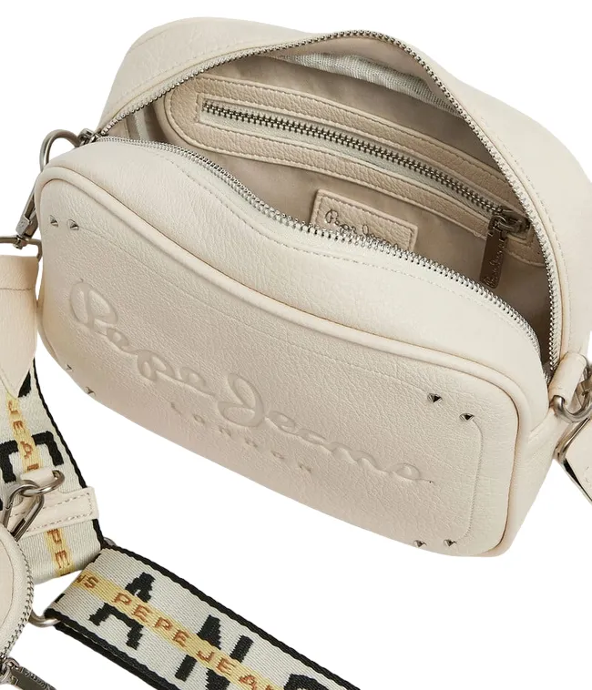 Pepe Jeans shoulder bag with engraved logo Bassi Core PL031513 803 off-white
