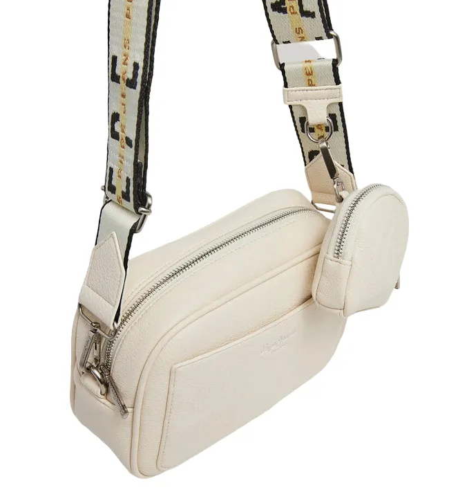 Pepe Jeans shoulder bag with engraved logo Bassi Core PL031513 803 off-white