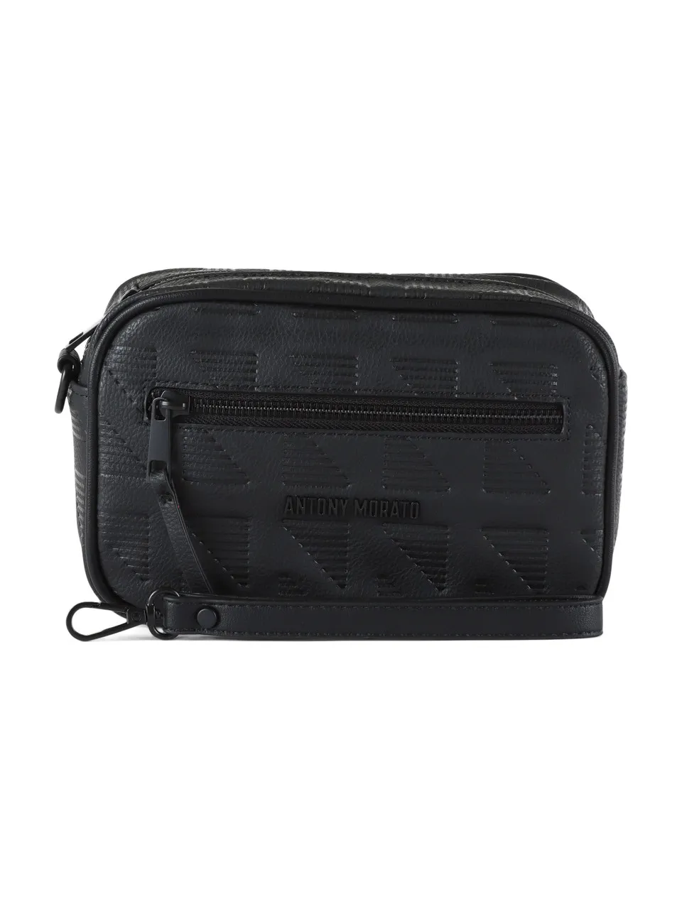 Pochette in ecopelle con scritta logo frontale