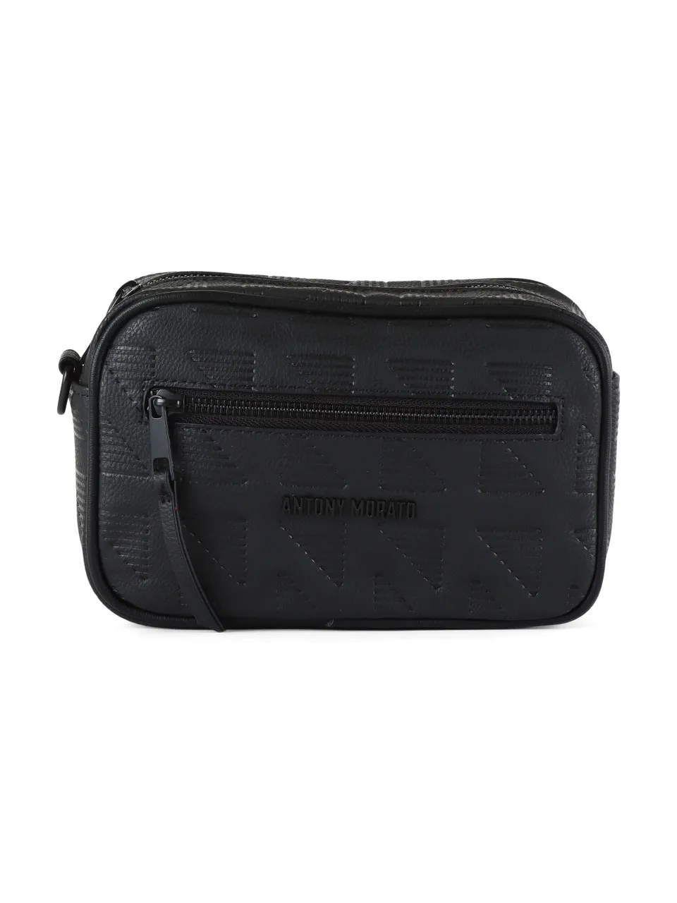 Pochette in ecopelle con scritta logo frontale