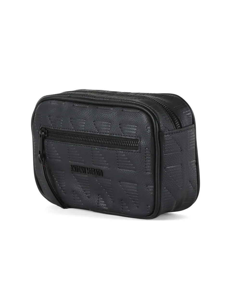 Pochette in ecopelle con scritta logo frontale