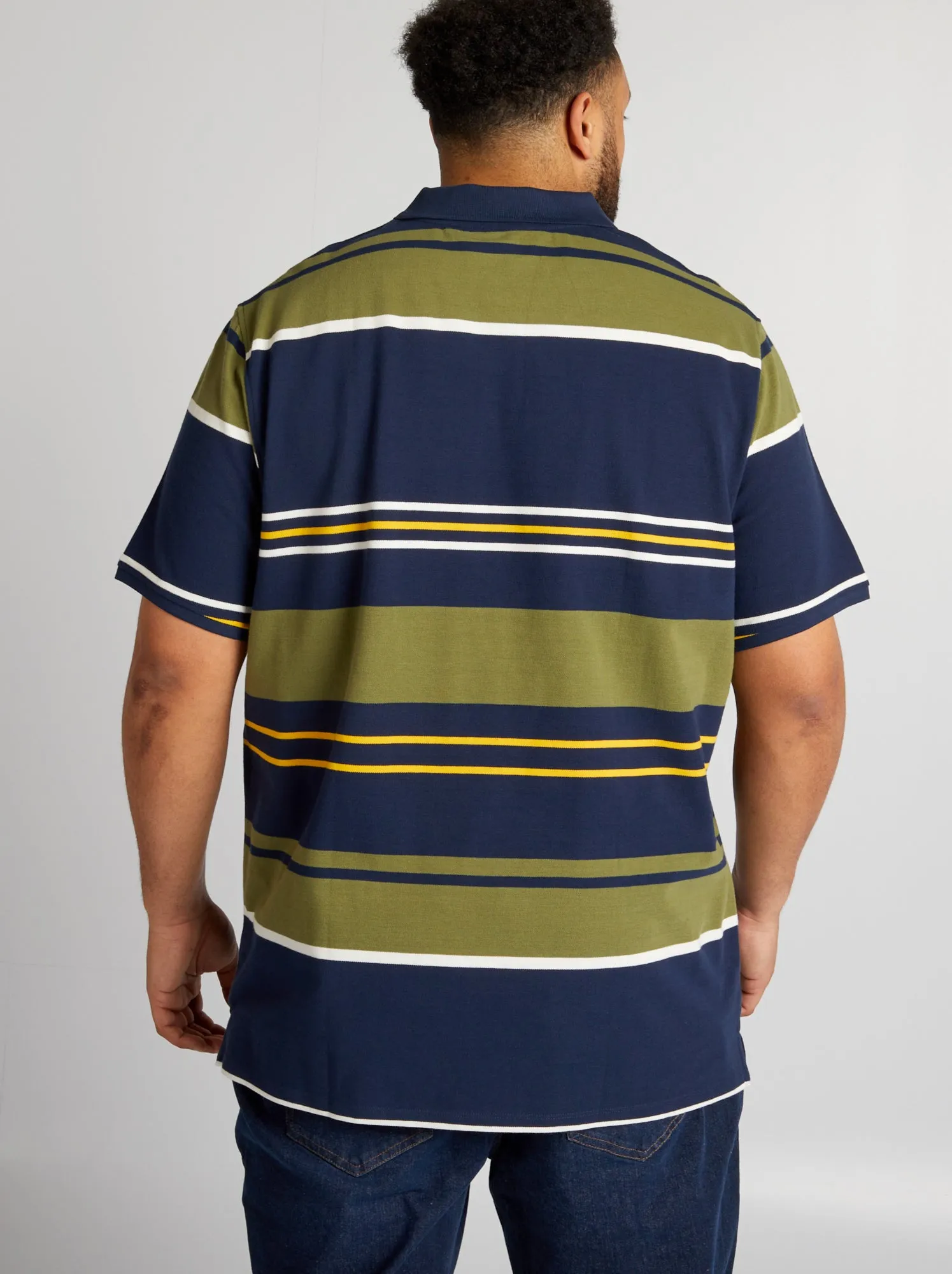 Polo a righe in cotone - BLU