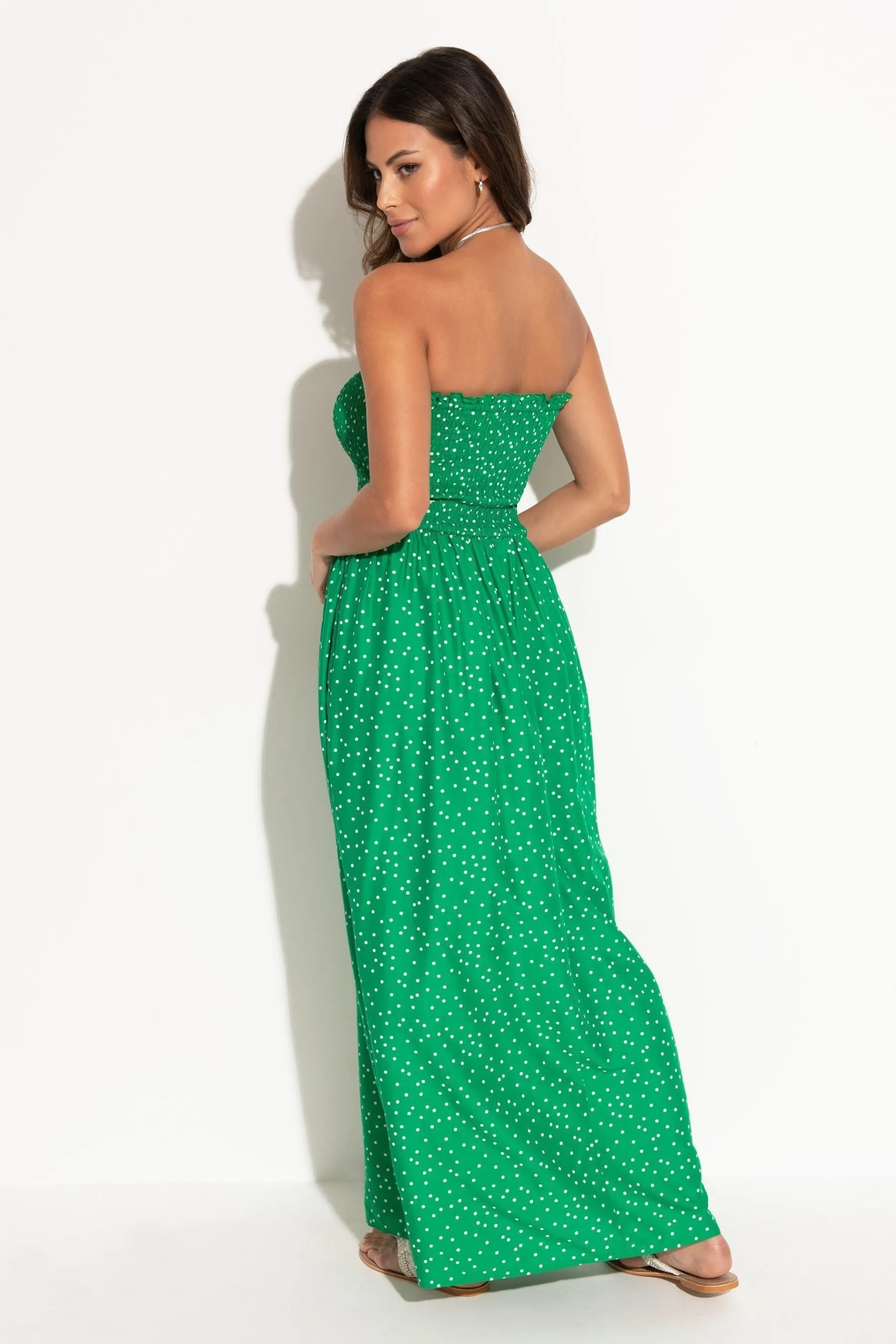 Pour Moi - Abito maxi da spiaggia senza spalline con corpino arricciato