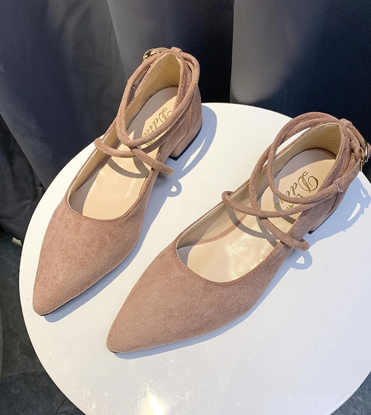 Primavera Autunno Scarpe Da Donna Cinturino Alla Caviglia Nero Appartamenti Caviglia Ordito Tacchi Bassi Scarpe Da Donna Scarpe