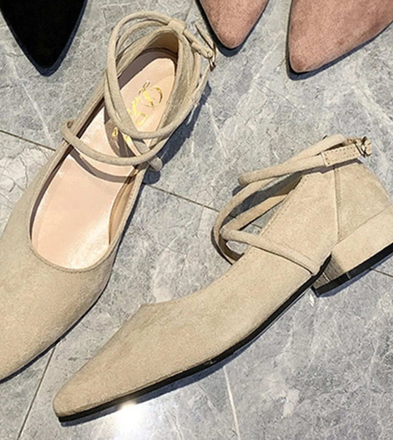 Primavera Autunno Scarpe Da Donna Cinturino Alla Caviglia Nero Appartamenti Caviglia Ordito Tacchi Bassi Scarpe Da Donna Scarpe