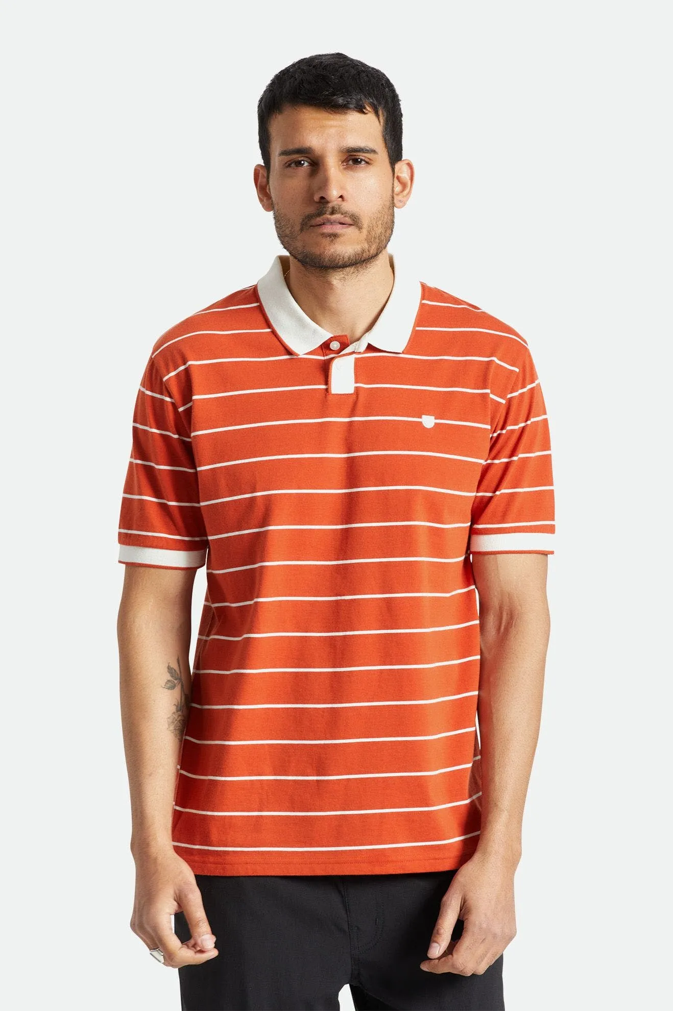 PROPER S/S POLO KNIT - PHOENIX ORANGE/OFF WHITE