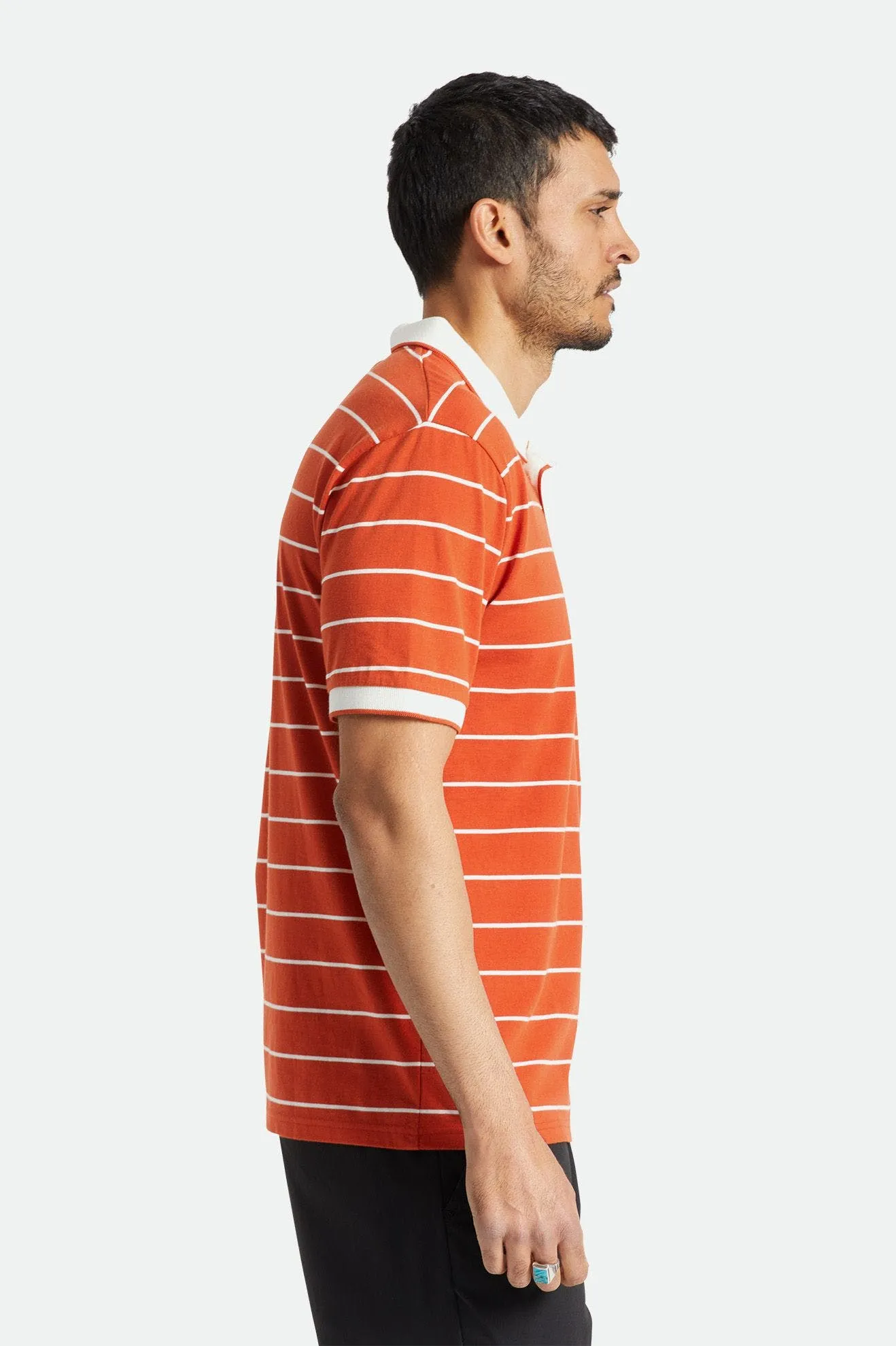 PROPER S/S POLO KNIT - PHOENIX ORANGE/OFF WHITE