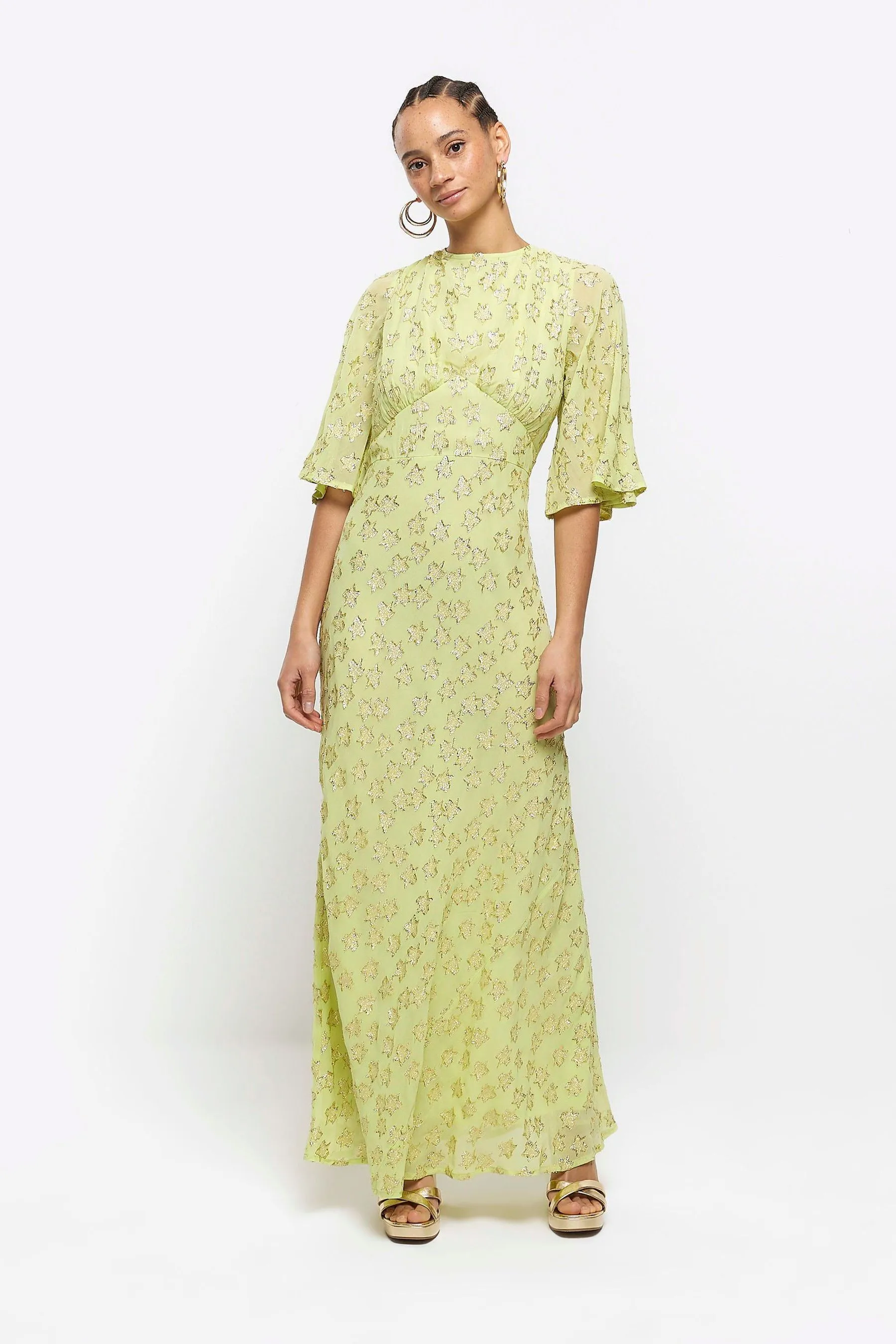 River Island - Abito maxi con stelle glitter