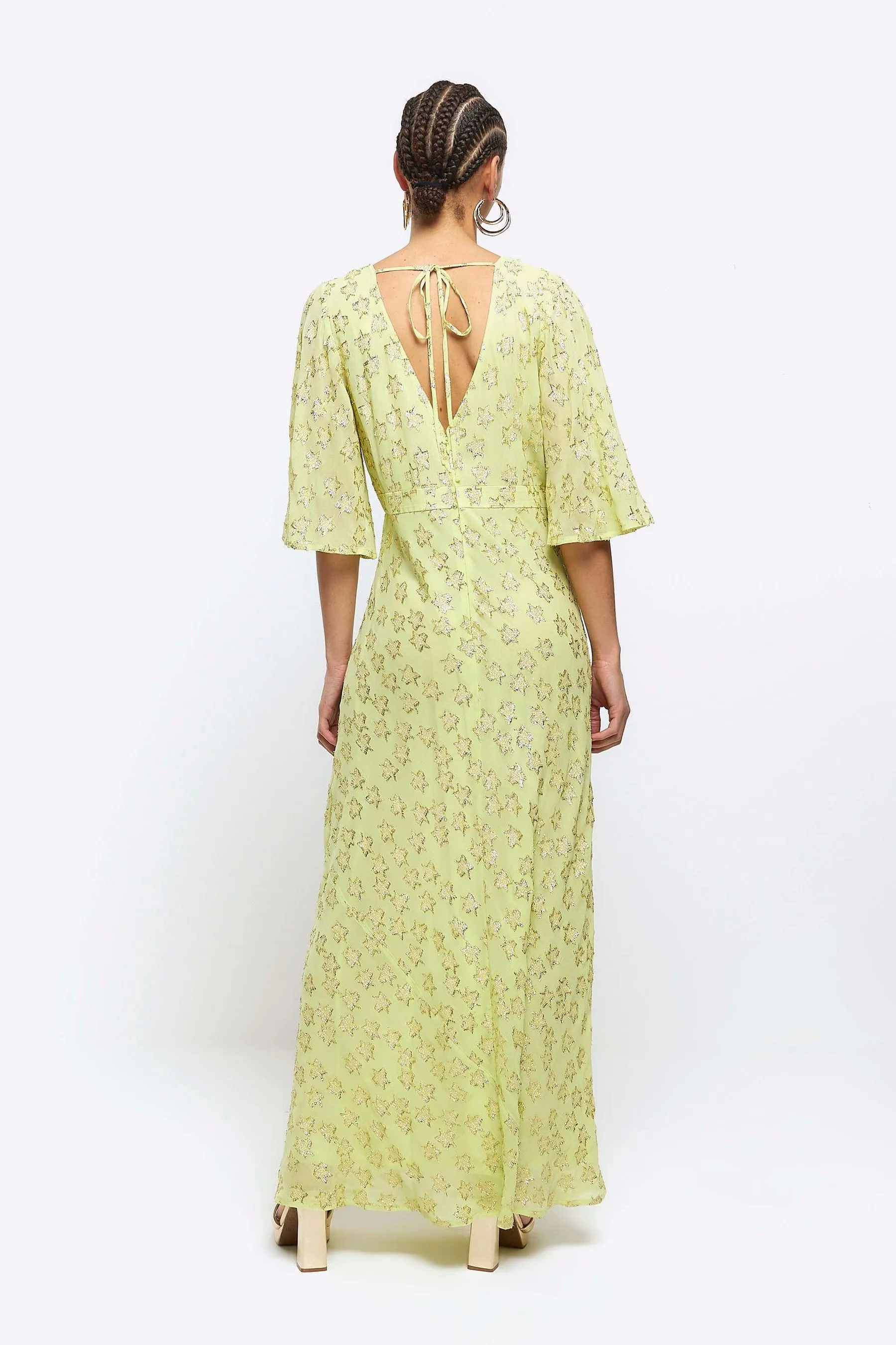 River Island - Abito maxi con stelle glitter