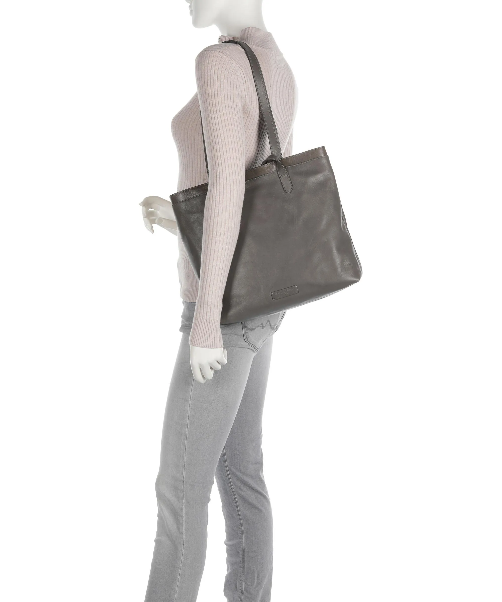  Royal RepubliQ Reflection Borsa shopper pelle di vacchetta finemente grana grigio  