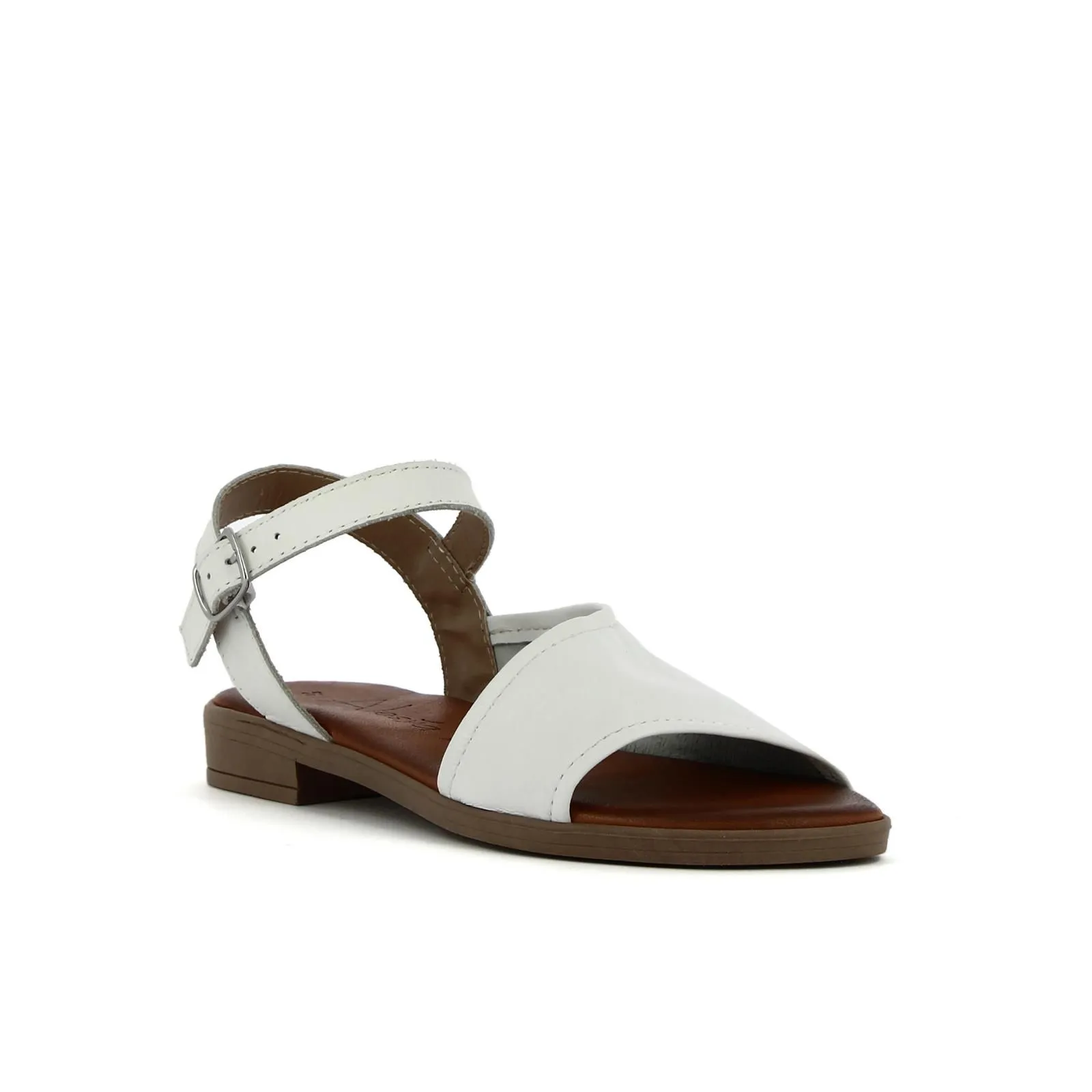 Sandali bassi bianchi in pelle con maxi fascia