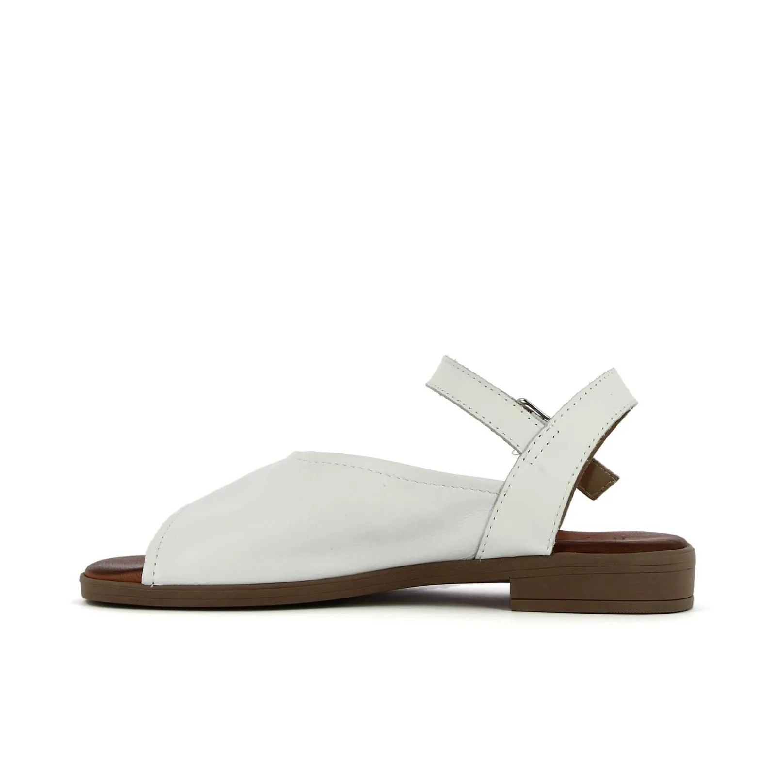 Sandali bassi bianchi in pelle con maxi fascia
