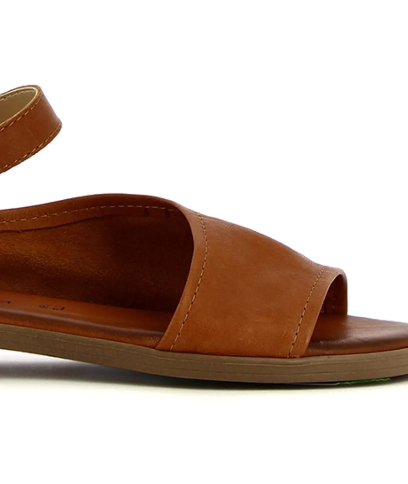 Sandali bassi marroni in pelle con maxi fascia