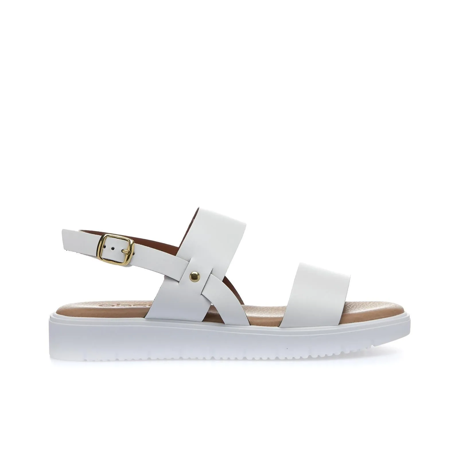 Sandali bianchi con suola platform e doppia fascia