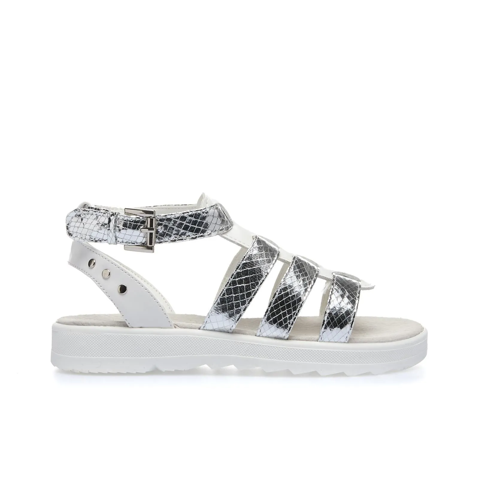 Sandali bianchi laminati con platform