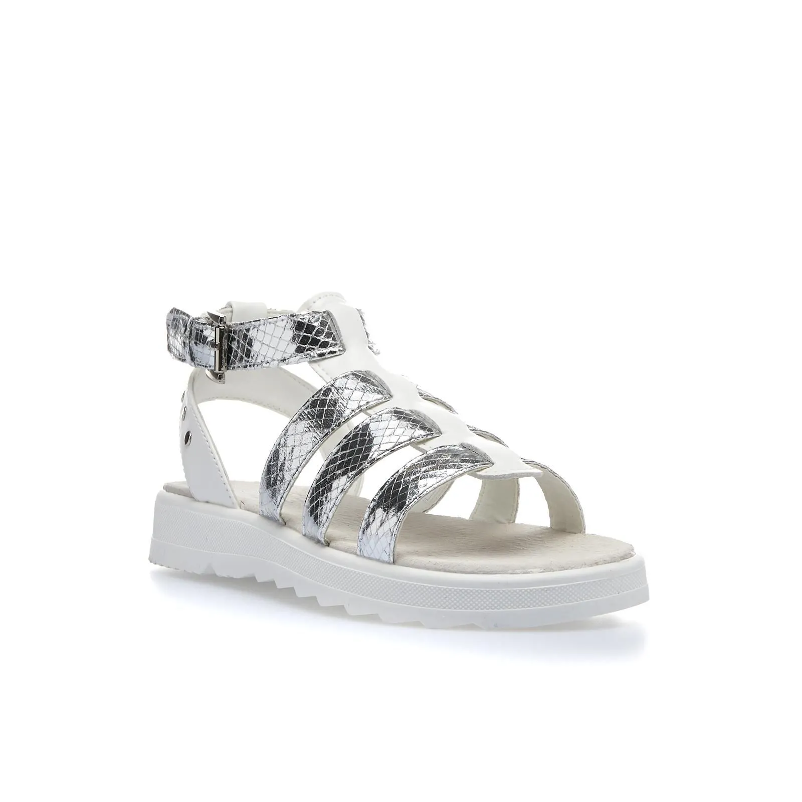 Sandali bianchi laminati con platform