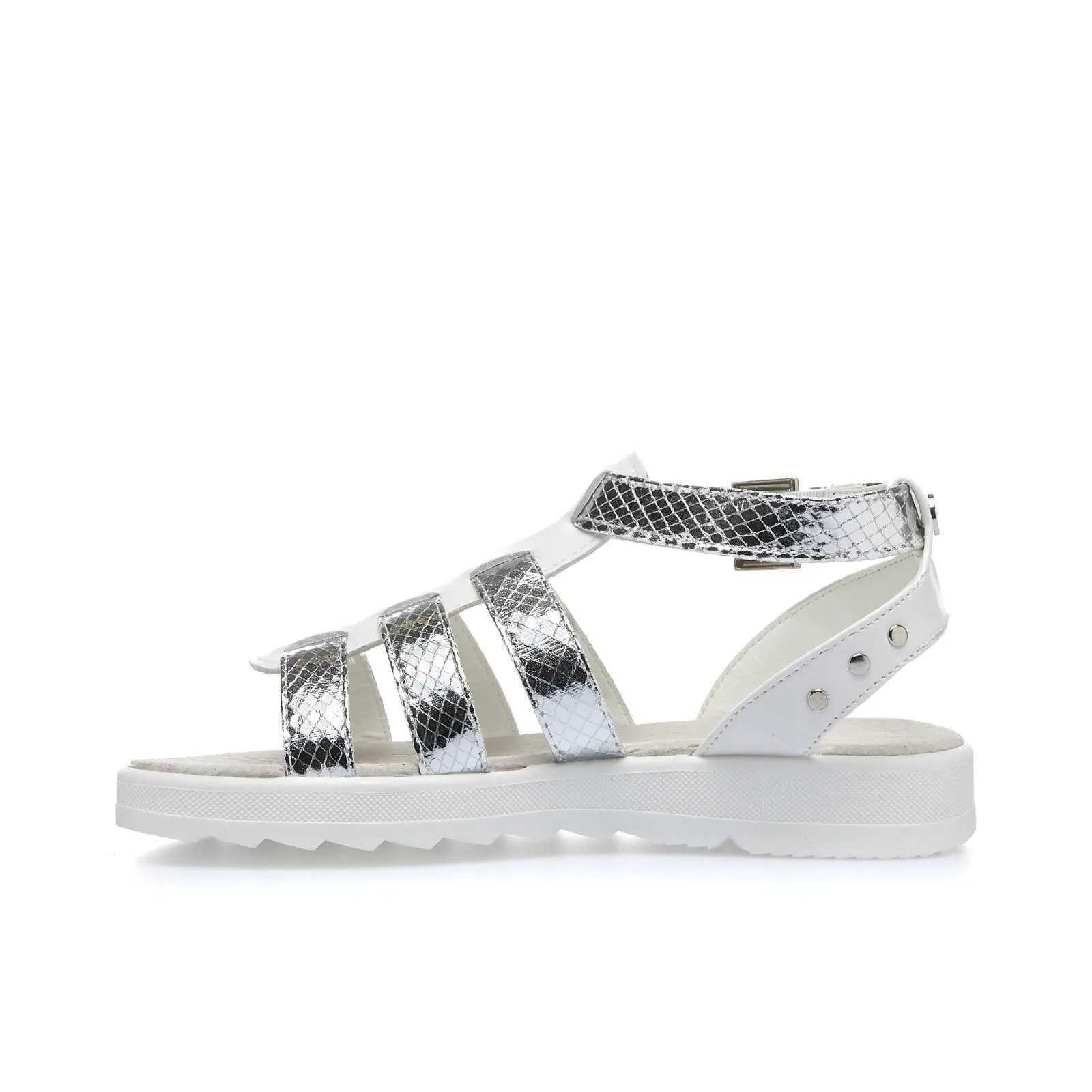 Sandali bianchi laminati con platform