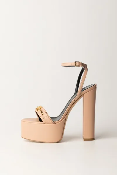 Sandali con platform e morsetto logato Nudo