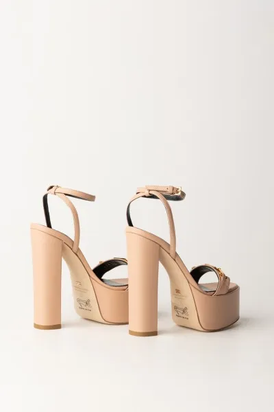 Sandali con platform e morsetto logato Nudo