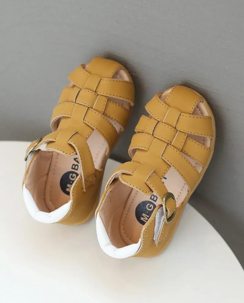 Sandali in pelle intrecciata Ragazze Ragazzi Ritaglio Casual Vintage Flats