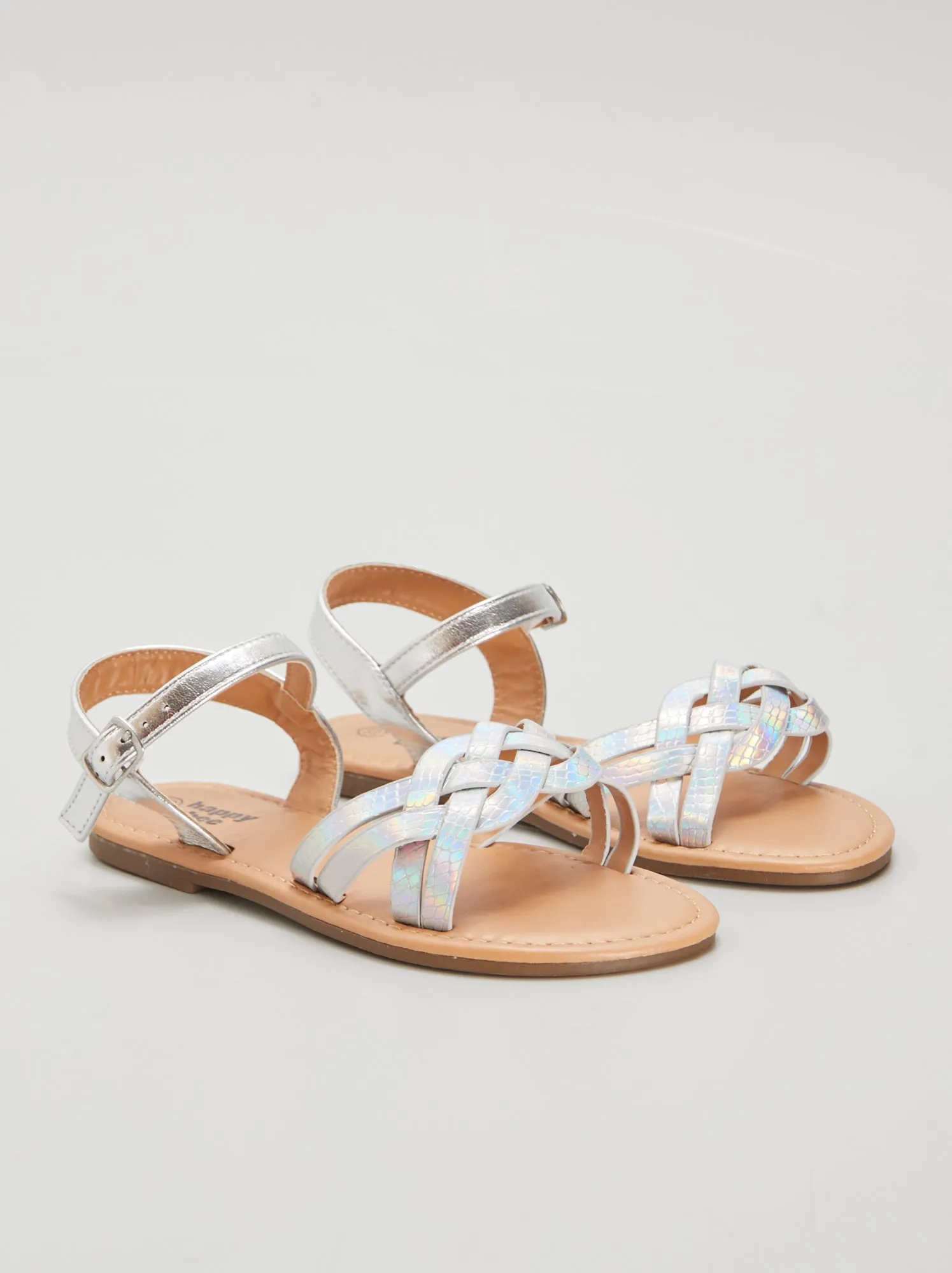 Sandali intrecciati olografici - BEIGE