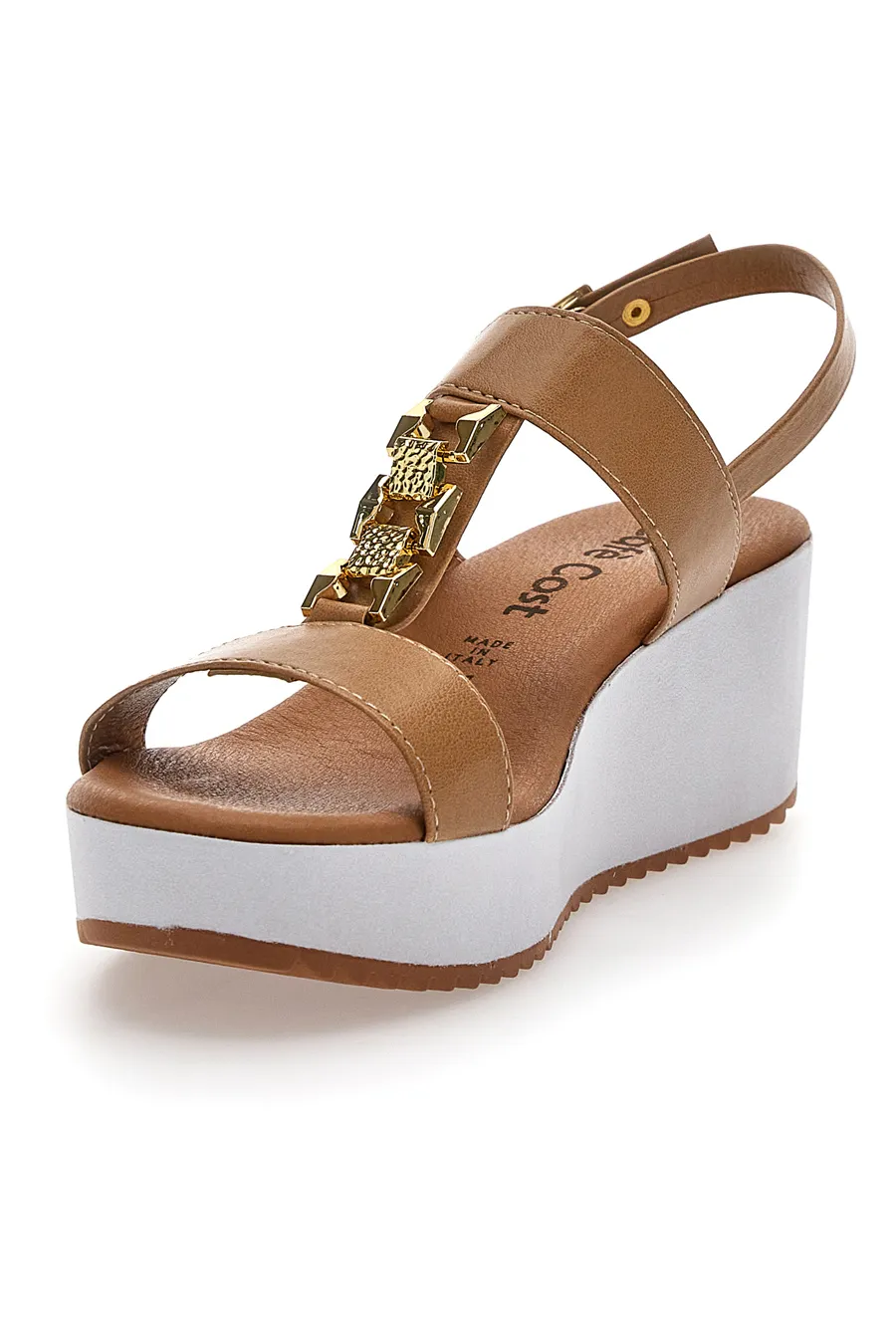 Sandali Platform Cognac Made in Italy Cafè Cost 364022