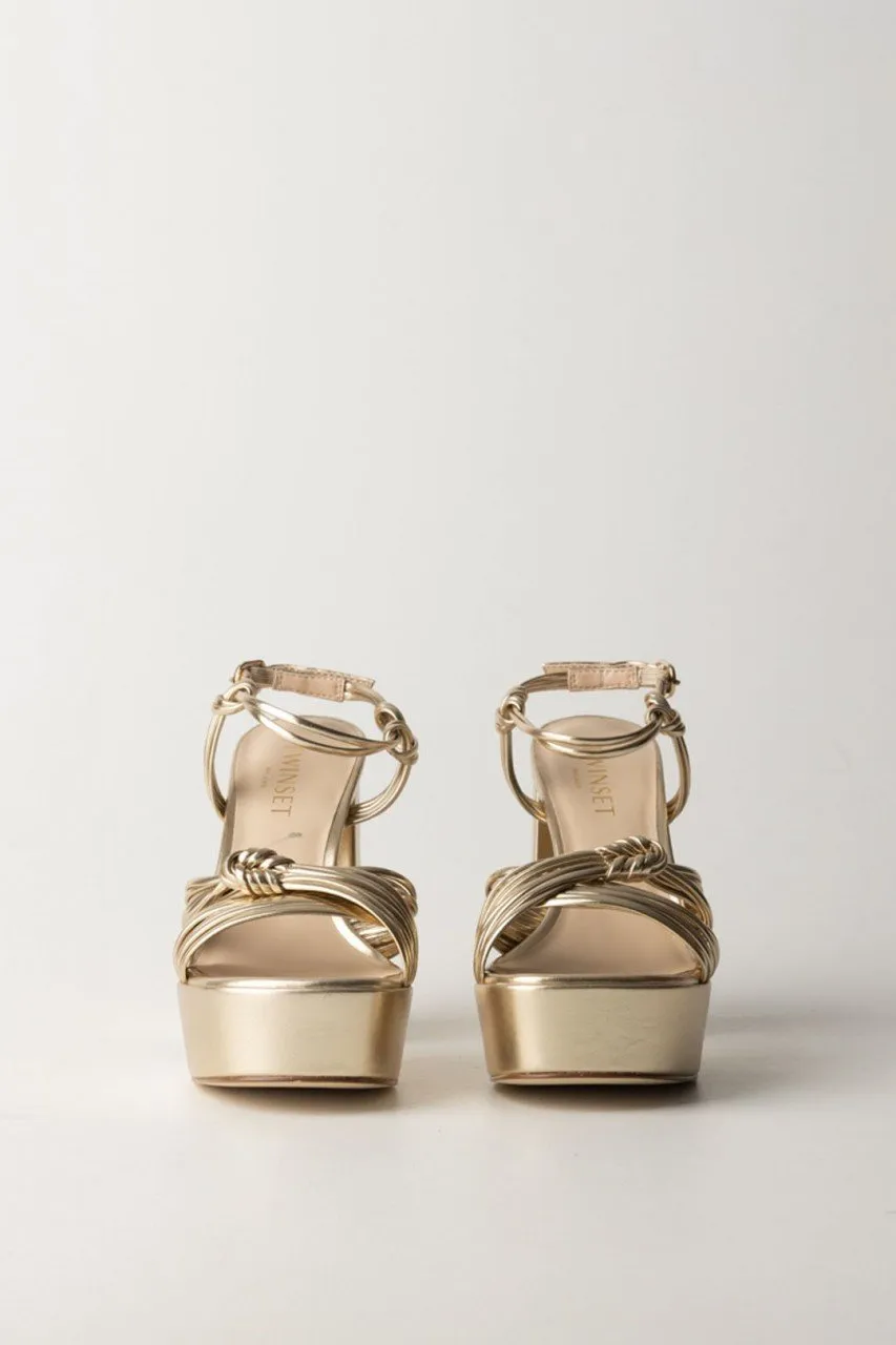 Sandali platform laminati Oro