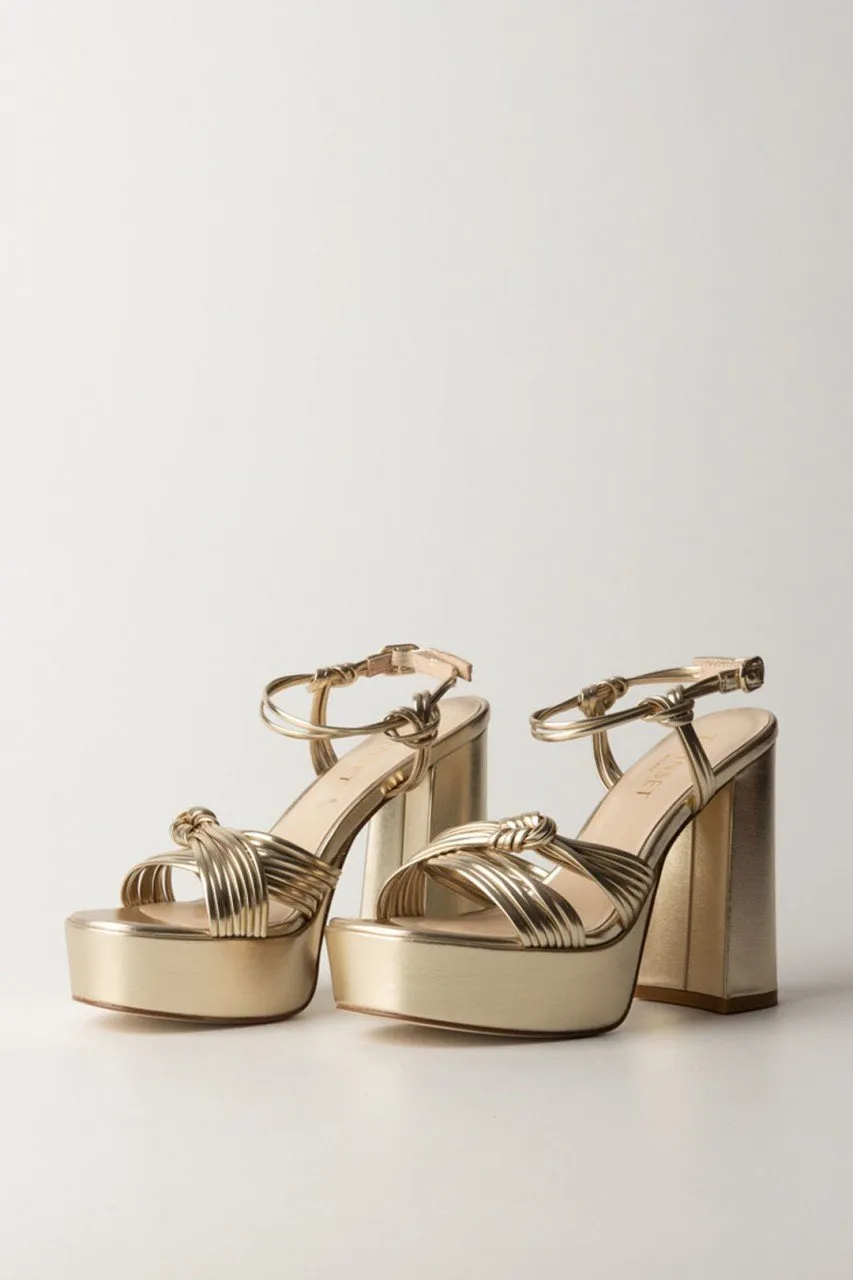 Sandali platform laminati Oro