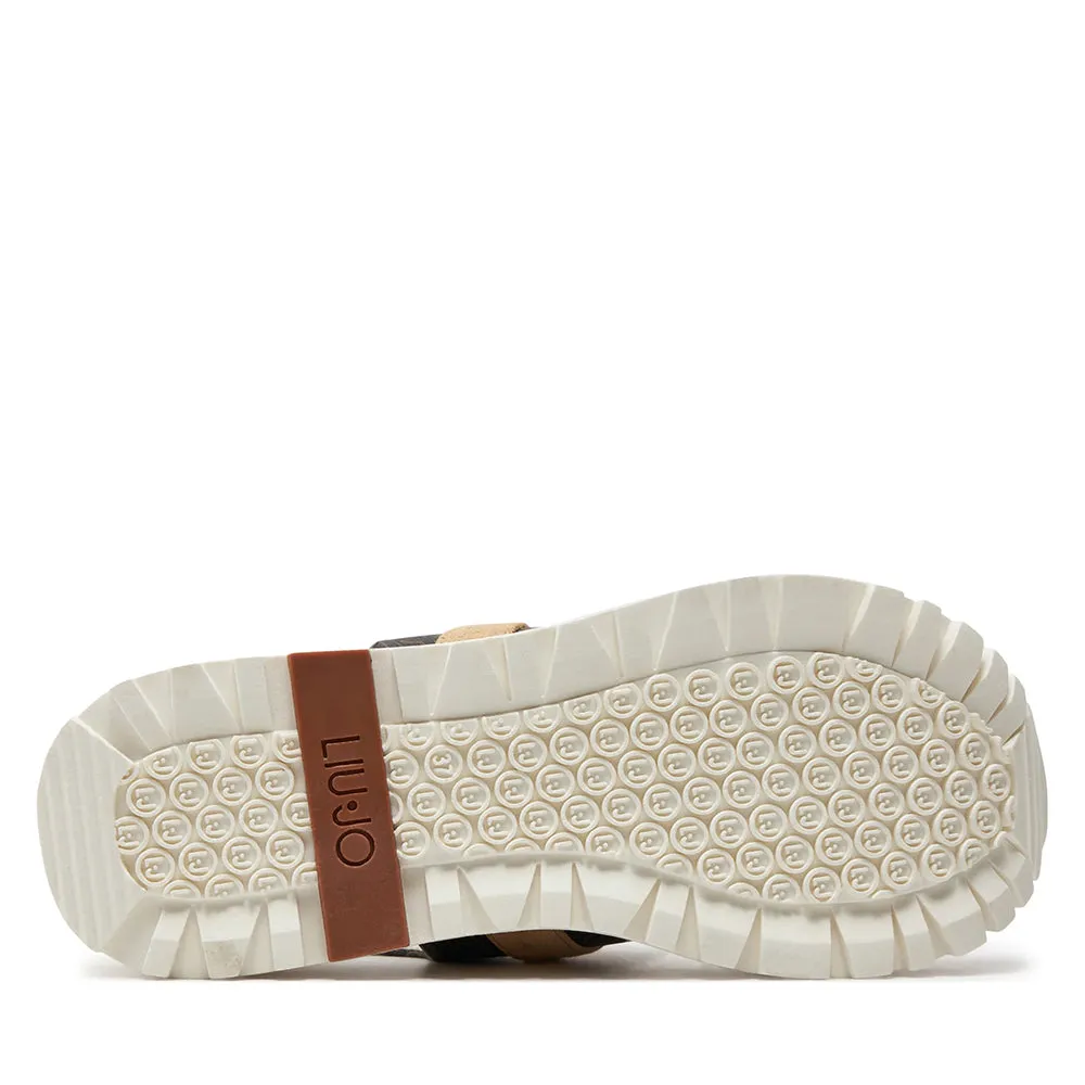 Sandali Platform LIU JO Maxi Wonder Sandal 27 in Pelle con Inserti Monogram Marrone e Beige