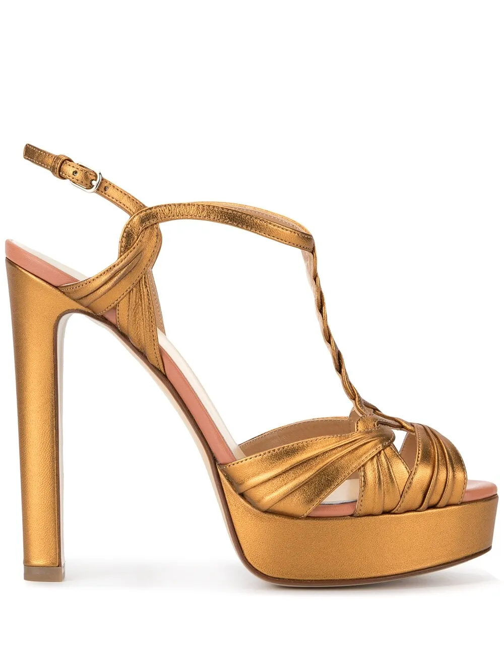 Sandali platform tacco alto in oro - donna