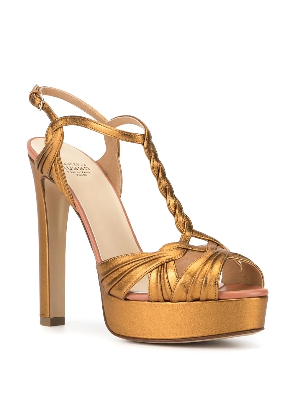 Sandali platform tacco alto in oro - donna