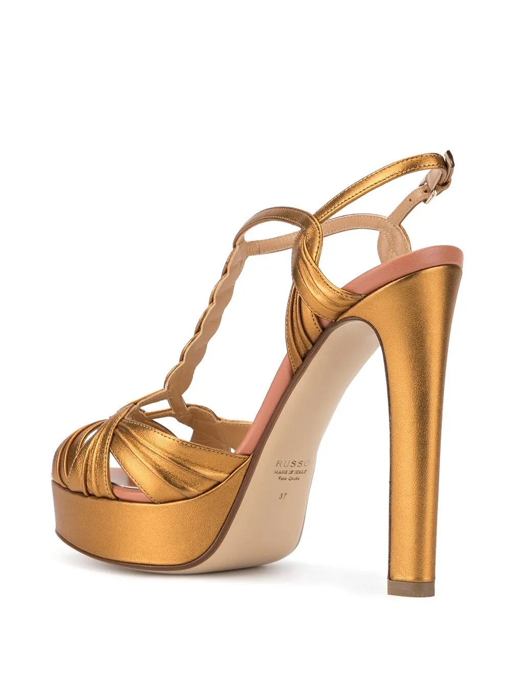 Sandali platform tacco alto in oro - donna