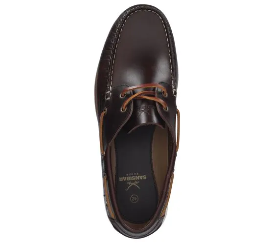 Sansibar Scarpe da Barca da Uomo in Vera Pelle con Mocassino Costruzione Scarpe da Vela 1096298 Marrone