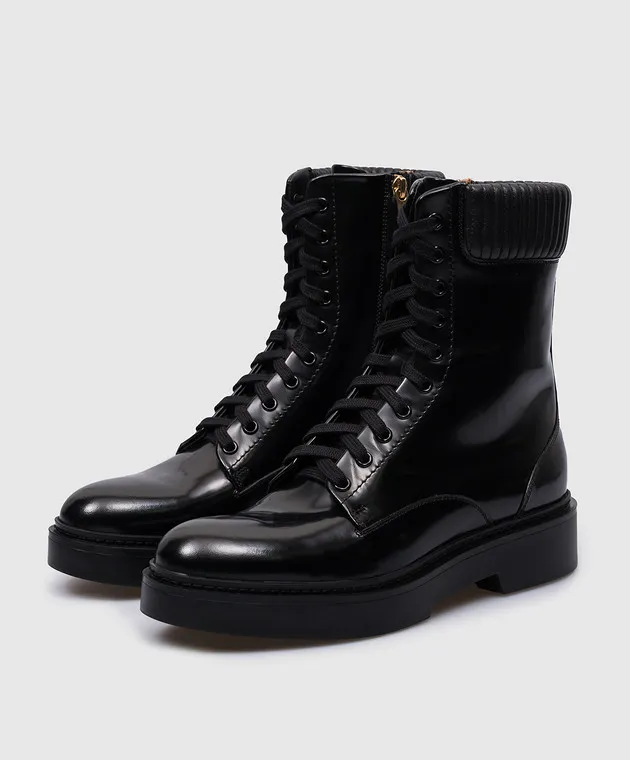 Santoni Stivali in pelle nera WTHW59569SMOBUOR