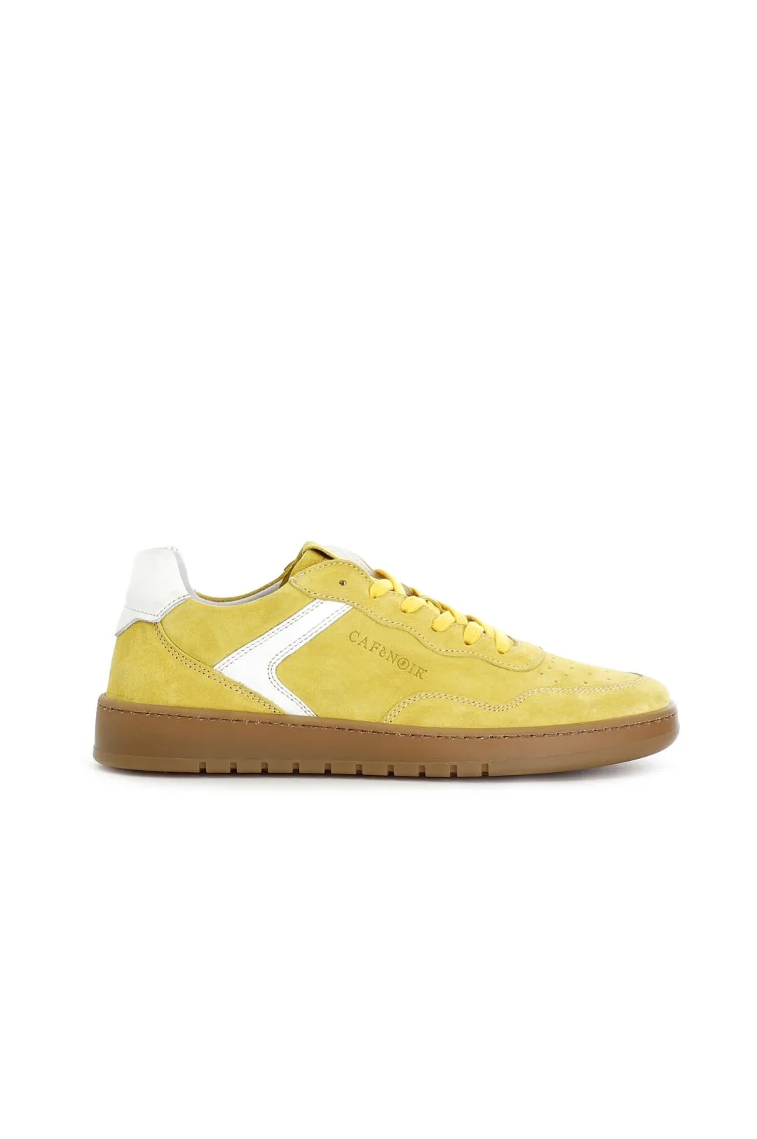 scarpa in pelle scamosciata allacciata giallo