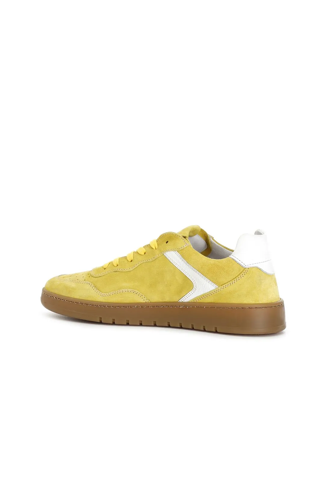 scarpa in pelle scamosciata allacciata giallo