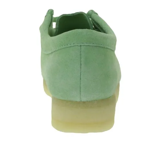 Scarpe da barca da barca in vera pelle con lacci in pelle nabuk da donna Clarks Originals Wallabee verdi