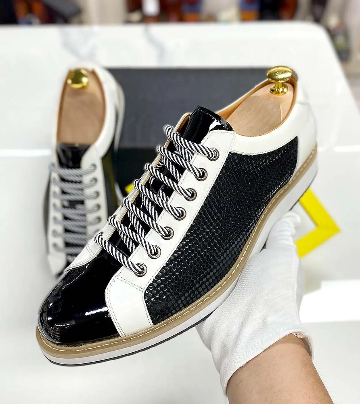 Scarpe in pelle Sneakers di lusso Scarpe da ginnastica da uomo di lusso in pelle Scarpe da uomo di lusso Taglia 13 Scarpe casual