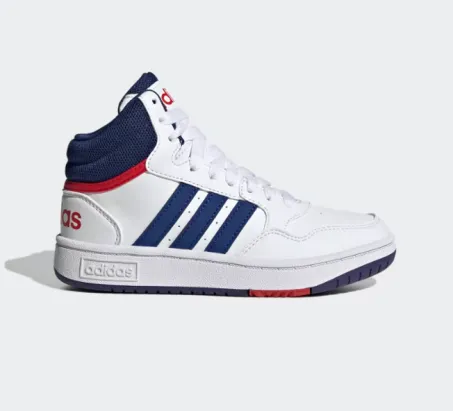 Scarpe Junior Adidas Hoops 3.0 Mid K GZ9647 Bianco Blu