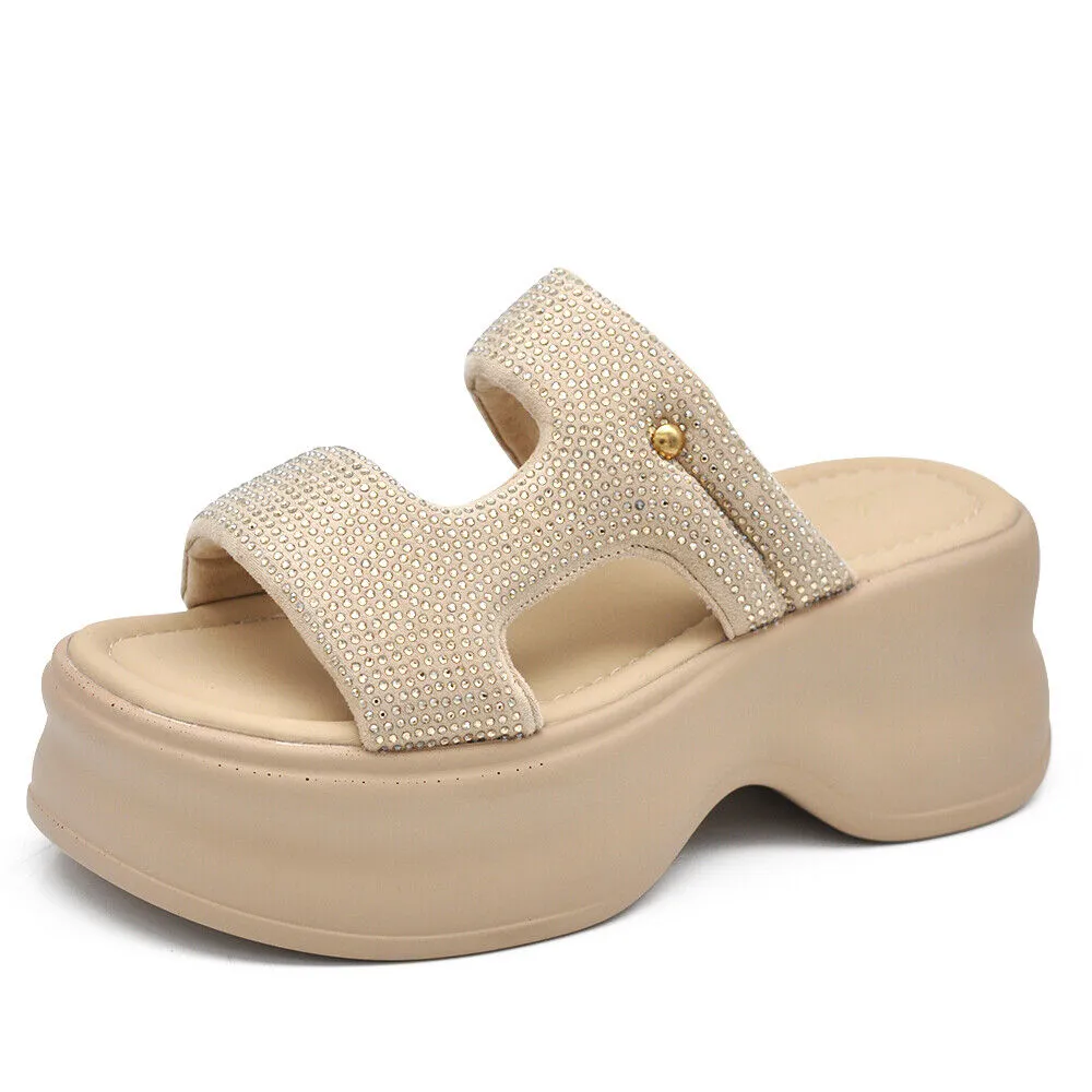 Scarpe Sandali Ciabatte Zatteroni Da Donna Con Strass Platform Zeppa MS3901