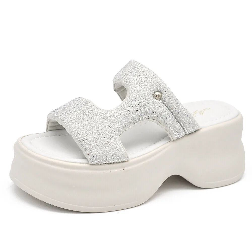 Scarpe Sandali Ciabatte Zatteroni Da Donna Con Strass Platform Zeppa MS3901